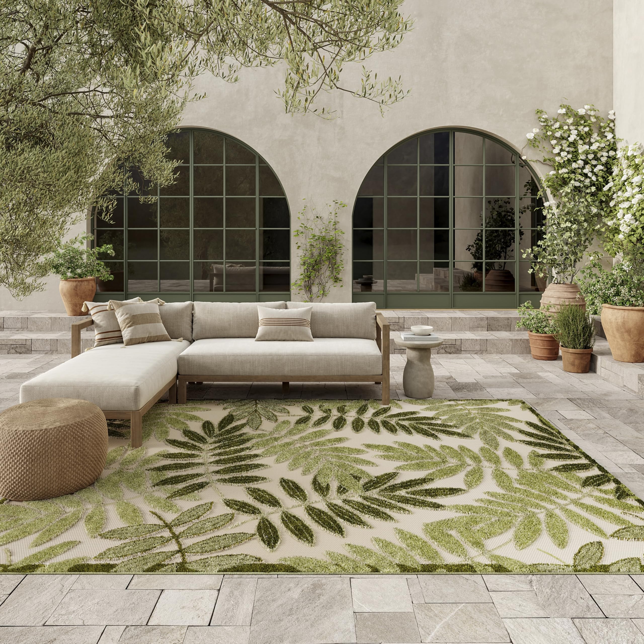 【AfricanSquare】オリーブナチュラルカッティングXLNO7チュニジア Amazon.com: Nourison Home Aloha Ivory Green 7'10